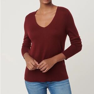 Rib Trim V-Neck Sweater